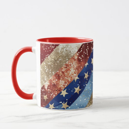 Red White and Gold Americana Custom Tasse (Links)