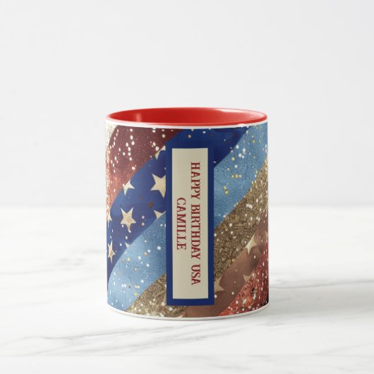 Red White and Gold Americana Custom Tasse (Zentrum)
