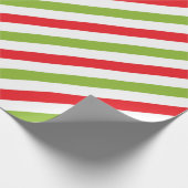 Red White and Green Diagonal Stripes Weihnachten Geschenkpapier (Ecke)