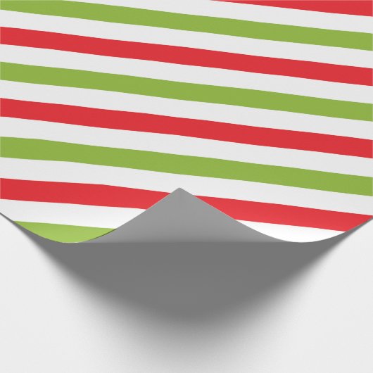 Red White and Green Diagonal Stripes Weihnachten Geschenkpapier (Ecke)