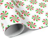 Red White and Green Festive Holiday Candy Geschenkpapier (Rolleneckpunkt)