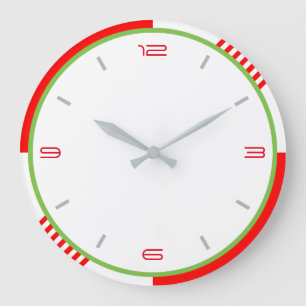 Red White and Green Große Wanduhr