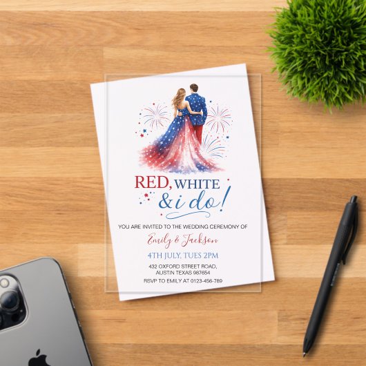 Red White and I do Acrylic Wedding Invitation Acryleinladungen (Insitu (Einladungskarte))