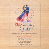Red White and I do Acrylic Wedding Invitation Acryleinladungen (Vorderseite)