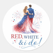 Red White and I do Americana Wedding Runder Aufkleber (Vorderseite)