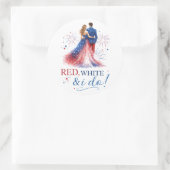 Red White and I do Americana Wedding Runder Aufkleber (Tasche)