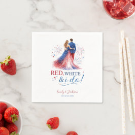 Red White and I do Americana Wedding Serviette