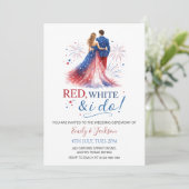 Red White and I do Wedding Invitation Einladung (Stehend Vorderseite)
