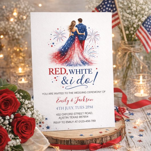 Red White and I do Wedding Invitation Einladung