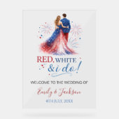 Red White and I do Wedding Welcome Acrylschild (Vorderseite)