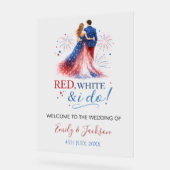 Red White and I do Wedding Welcome Acrylschild (Winkel)