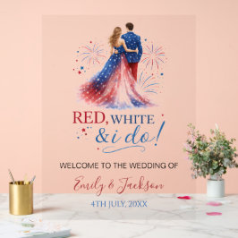 Red White and I do Wedding Welcome Acrylschild