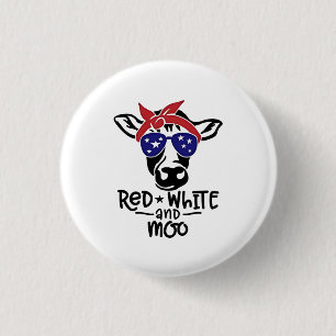 Red White and Moo Patriotic Cow Amerikanische Unab Button