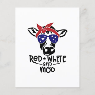 Red White and Moo Patriotic Cow Amerikanische Unab Flyer