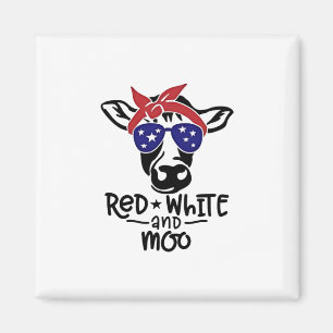 Red White and Moo Patriotic Cow Amerikanische Unab Magnet