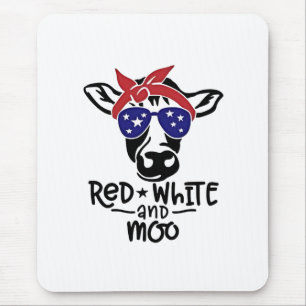 Red White and Moo Patriotic Cow Amerikanische Unab Mousepad