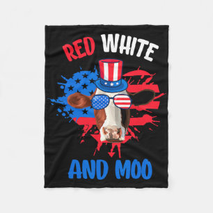 Red White and Moo Patriotic Kuh Bauer 4. Juli Fleecedecke