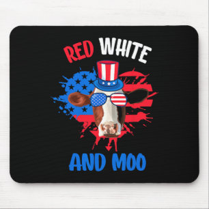 Red White and Moo Patriotic Kuh Bauer 4. Juli Mousepad