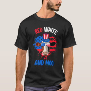Red White and Moo Patriotic Kuh Bauer 4. Juli T-Shirt
