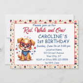Red White And One Patriotic Puppy Invitation Einladung (Vorderseite)