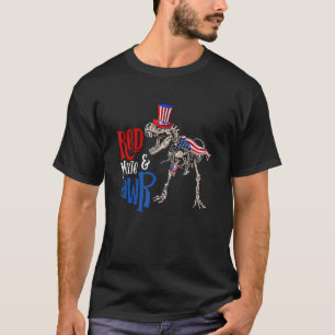 Red White and Rawr Usa Patriotic 4th Of July Dinos T-Shirt
