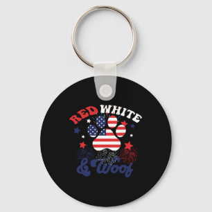 Red White and Woof Patriotic Dog Lover Usa Flag 4t Schlüsselanhänger