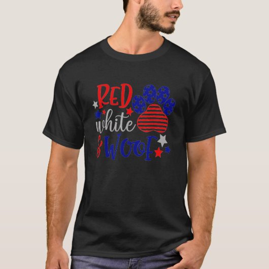 Red White and Woof Patriotic Dog USA Flag 4. T-Shirt (Vorderseite)