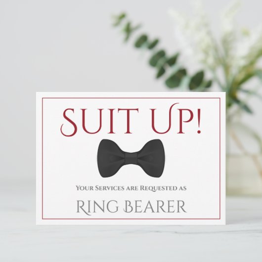 Red & White Anzug Up Be My Ring Beaters Fun Bow Kr Karte (Stehend Vorderseite)