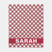Red & White Argyle Plaid Custom Name Fleecedecke (Vorderseite)