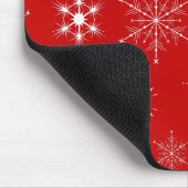Red & White Assorted Weihnachtsschneeflocken Muste Mousepad (Ecke)