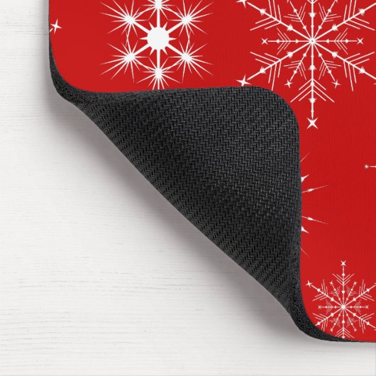 Red & White Assorted Weihnachtsschneeflocken Muste Mousepad (Ecke)