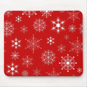 Red & White Assorted Weihnachtsschneeflocken Muste Mousepad