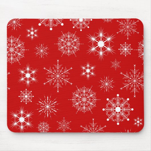 Red & White Assorted Weihnachtsschneeflocken Muste Mousepad (Vorne)