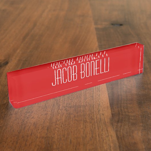 Red White Attractive Charming Business Namplate Namensplakette (Seite)