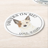 Red & White Australian Cattledog Heeler Wedding Runder Pappuntersetzer (Angewinkelt)