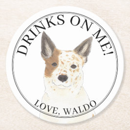 Red & White Australian Cattledog Heeler Wedding Runder Pappuntersetzer