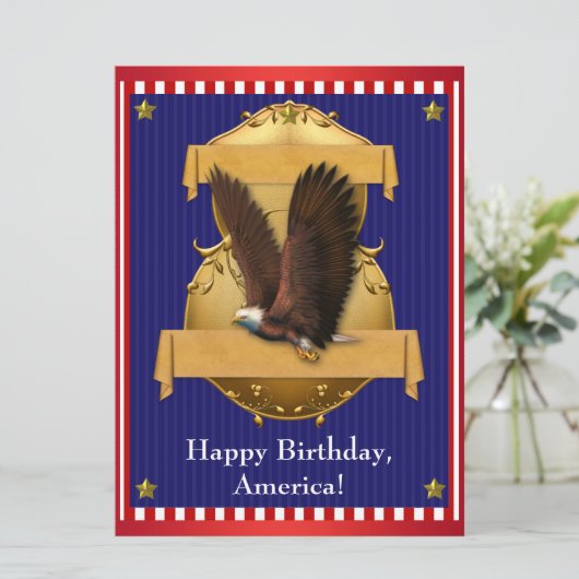 Red White Bald Eagle Patriotic 4. Juli Einladung (Stehend Vorderseite)