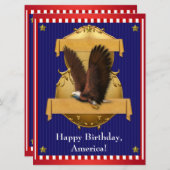 Red White Bald Eagle Patriotic 4. Juli Einladung (Vorne/Hinten)