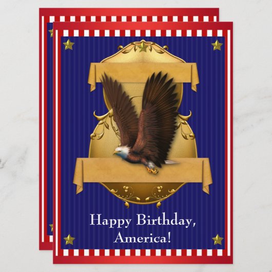 Red White Bald Eagle Patriotic 4. Juli Einladung (Vorne/Hinten)