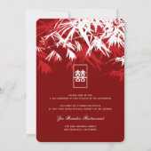 Red White Bamboo Blätter Double Xi Chinese Wedding Einladung (Rückseite)