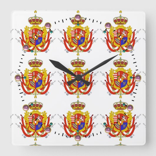 Red White Banner Großherzogtum Toskana Quadratische Wanduhr (Vorderseite)