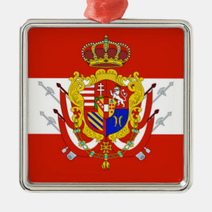 Red White Banner Großherzogtum Toskana Silbernes Ornament