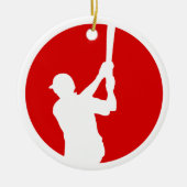 Red White Baseball Player Personalisiert Keramikornament (Vorne)