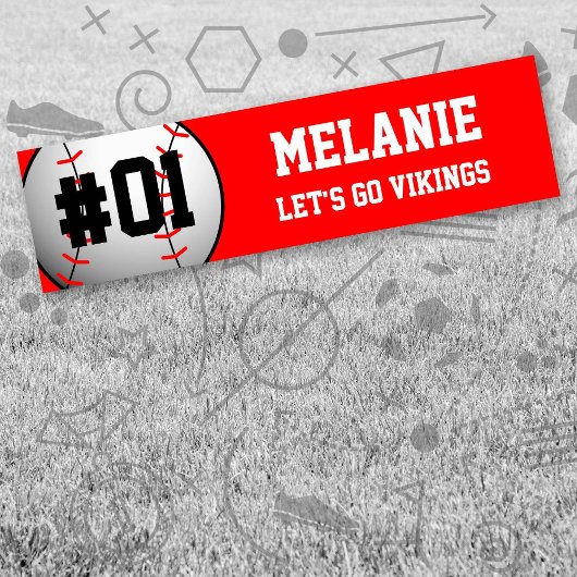 Red White Baseball Team Autoaufkleber