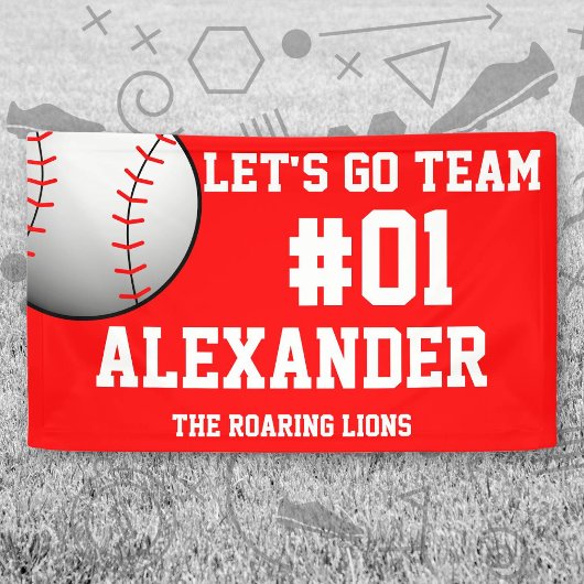 Red White Baseball Team Spirit Banner