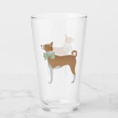 Red & White Basenji Dog Glas (Vorderseite)