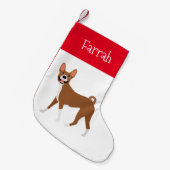 Red White Basenji Personalisiert Kleiner Weihnachtsstrumpf (Vorderansicht (hängend))