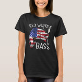 Red White & Bass American Flag 4. Juli Fischen T-Shirt (Vorderseite)