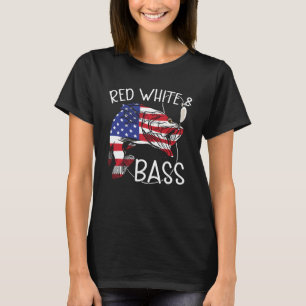 Red White & Bass American Flag 4. Juli Fischen T-Shirt