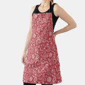 Red white batik boho style floral paisley pattern schürze (InSitu)